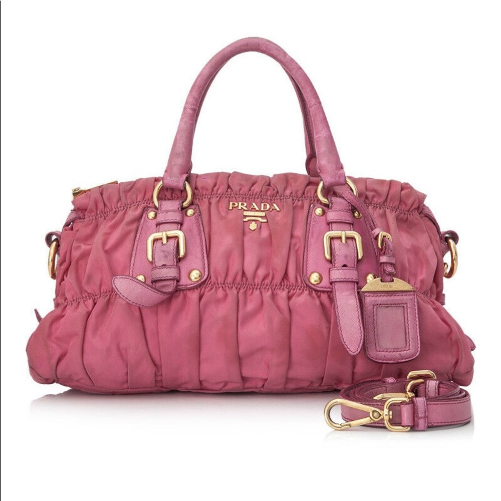Prada W Satchel Buckles Leather Cross Body Bag